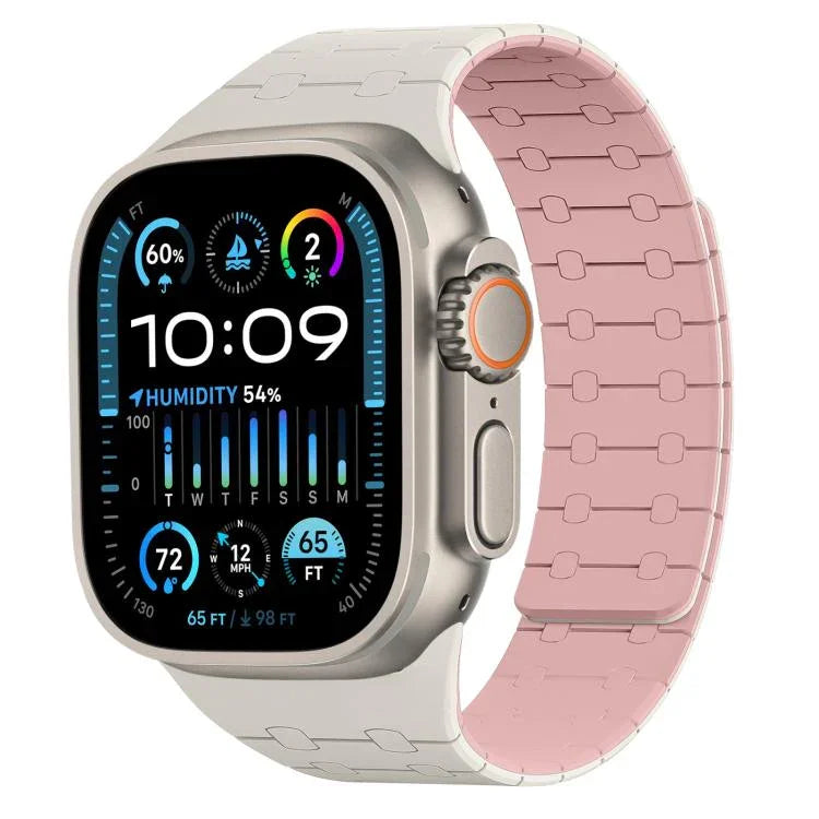 xDfind 對比色磁性矽膠錶帶，適用於 Apple Watch 42 / 44 / 45 / 46 / 49mm，適用於 Apple Watch 38 / 40 / 41 / S10 42mm