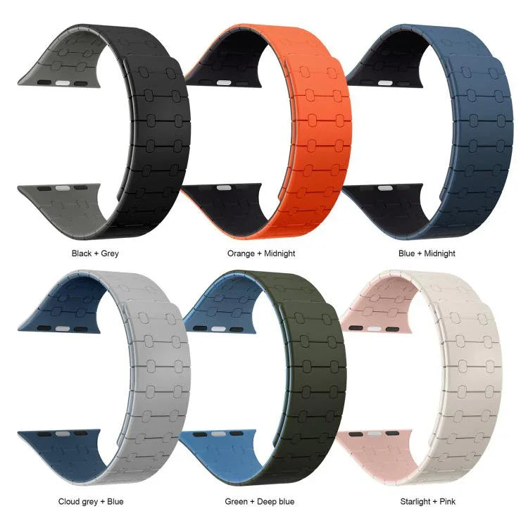 xDfind 對比色磁性矽膠錶帶，適用於 Apple Watch 42 / 44 / 45 / 46 / 49mm，適用於 Apple Watch 38 / 40 / 41 / S10 42mm