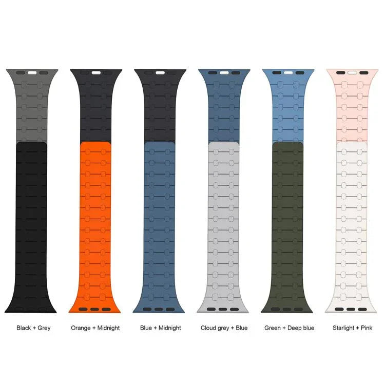 xDfind 對比色磁性矽膠錶帶，適用於 Apple Watch 42 / 44 / 45 / 46 / 49mm，適用於 Apple Watch 38 / 40 / 41 / S10 42mm