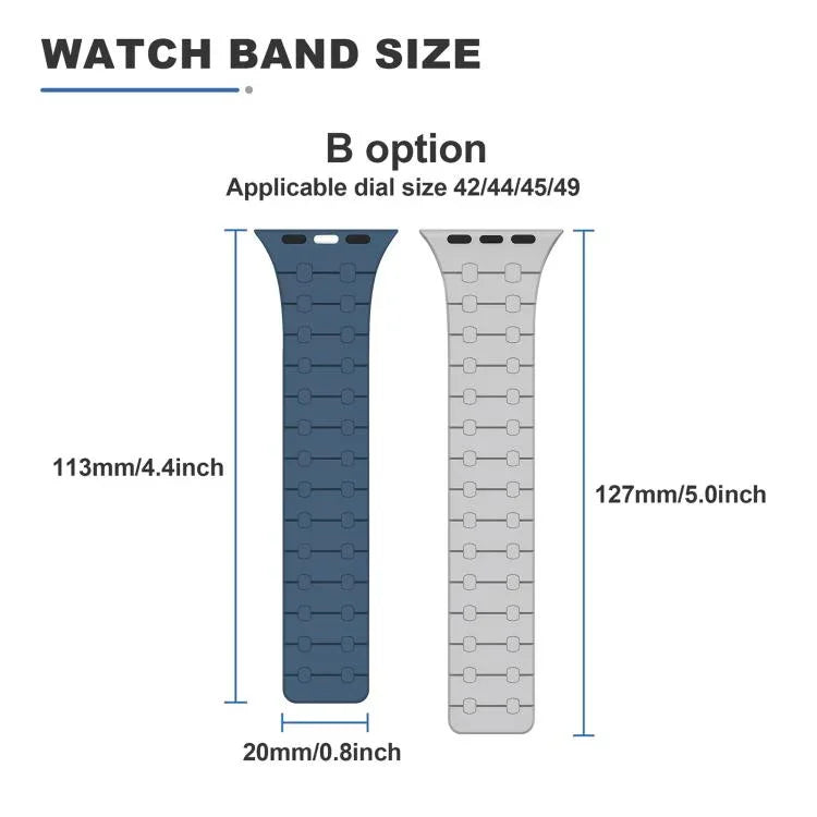 xDfind 對比色磁性矽膠錶帶，適用於 Apple Watch 42 / 44 / 45 / 46 / 49mm，適用於 Apple Watch 38 / 40 / 41 / S10 42mm