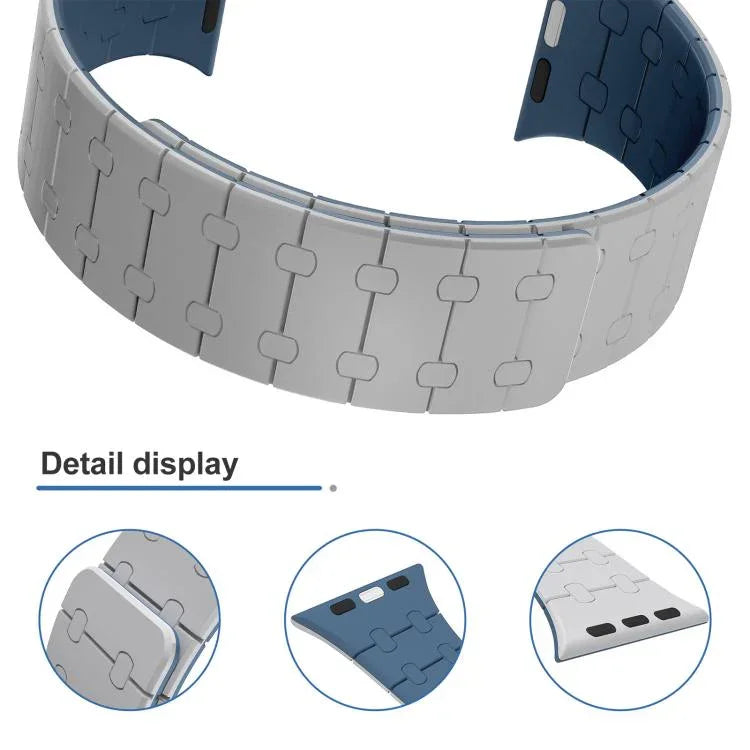 xDfind 對比色磁性矽膠錶帶，適用於 Apple Watch 42 / 44 / 45 / 46 / 49mm，適用於 Apple Watch 38 / 40 / 41 / S10 42mm