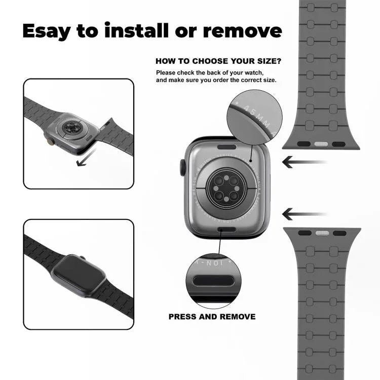 xDfind 對比色磁性矽膠錶帶，適用於 Apple Watch 42 / 44 / 45 / 46 / 49mm，適用於 Apple Watch 38 / 40 / 41 / S10 42mm