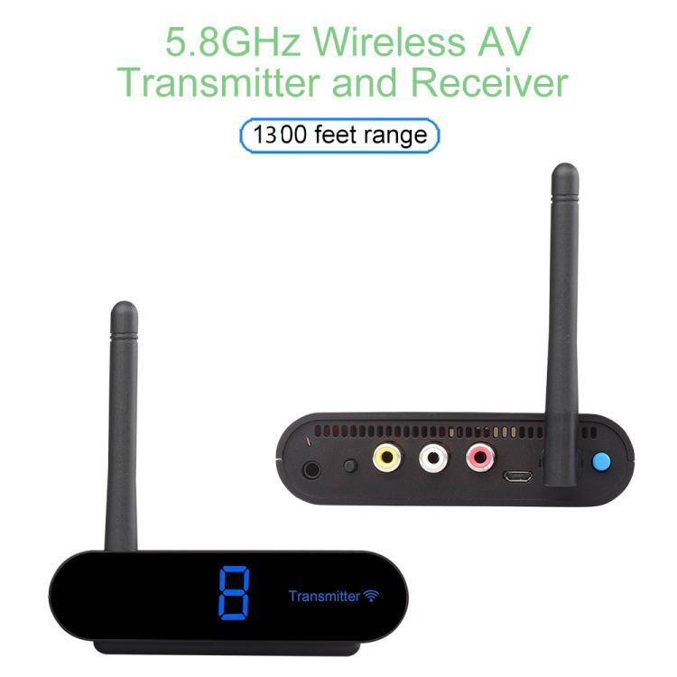 Measy AV540 5.8GHz 無線音頻/視頻發射器與接收器，帶紅外回傳功能，距離：400米，AV540 黑色