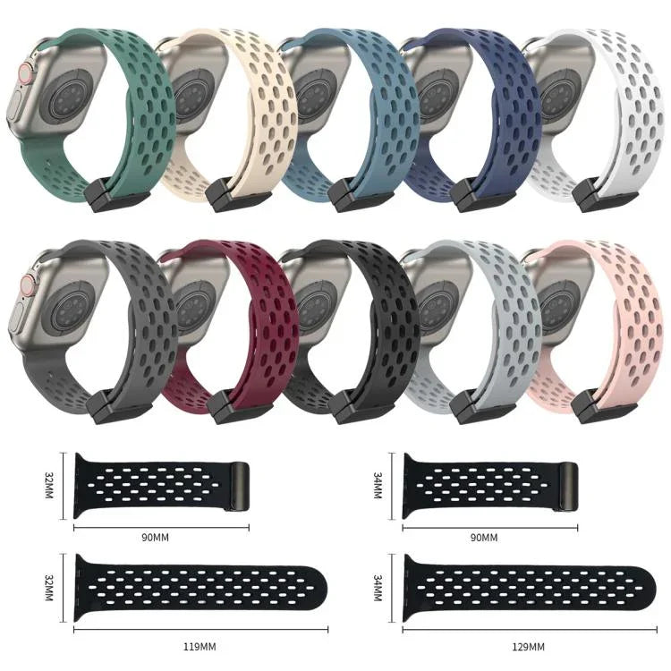 xDfind 磁性扣環矽膠錶帶，適用於 Apple Watch 42 / 44 / 45 / 46 / 49mm，適用於 Apple Watch 38 / 40 / 41 / S10 42mm