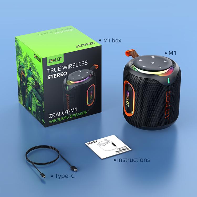Zealot M1 30W 便攜戶外 IPX6 RGB 立體聲藍牙喇叭
