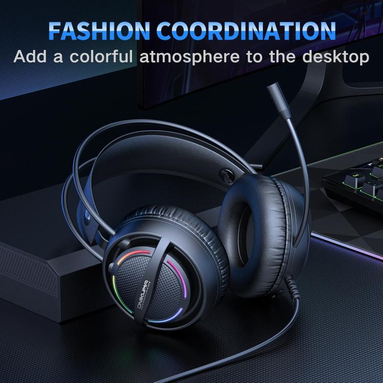ONIKUMA X88 頭戴式 RGB 燈電競遊戲耳機，線長：2.2m，X88