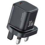 USAMS CC276 30W GaN USB-C / Type-C 埠迷你快速充電器，英規插頭