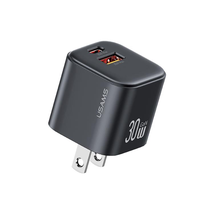 USAMS CC270 30W GaN USB-C / Type-C 及 USB 雙埠迷你快速充電器，美規插頭