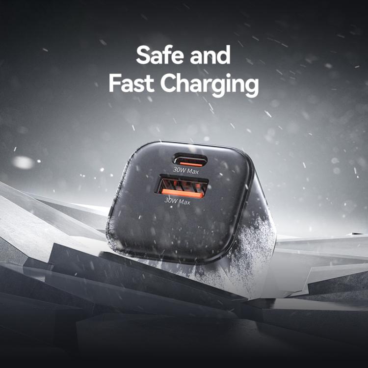 USAMS CC270 30W GaN USB-C / Type-C 及 USB 雙埠迷你快速充電器，美規插頭