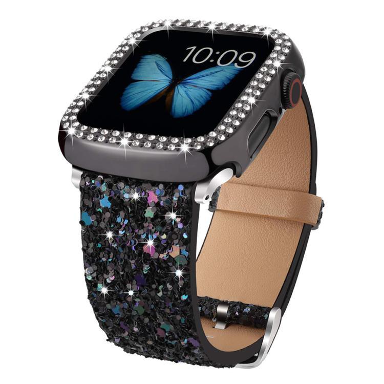 xDfind 閃亮亮片皮革錶帶，適用於 Apple Watch 42 / 44 / 45 / 46 / 49mm，適用於 Apple Watch 38 / 40 / 41 / S10 42mm