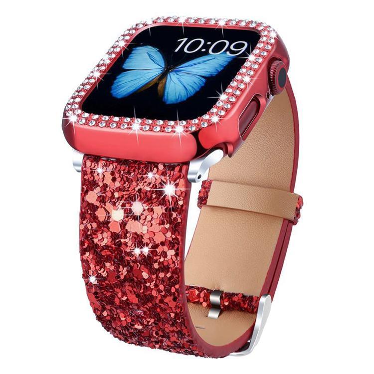 xDfind 閃亮亮片皮革錶帶，適用於 Apple Watch 42 / 44 / 45 / 46 / 49mm，適用於 Apple Watch 38 / 40 / 41 / S10 42mm