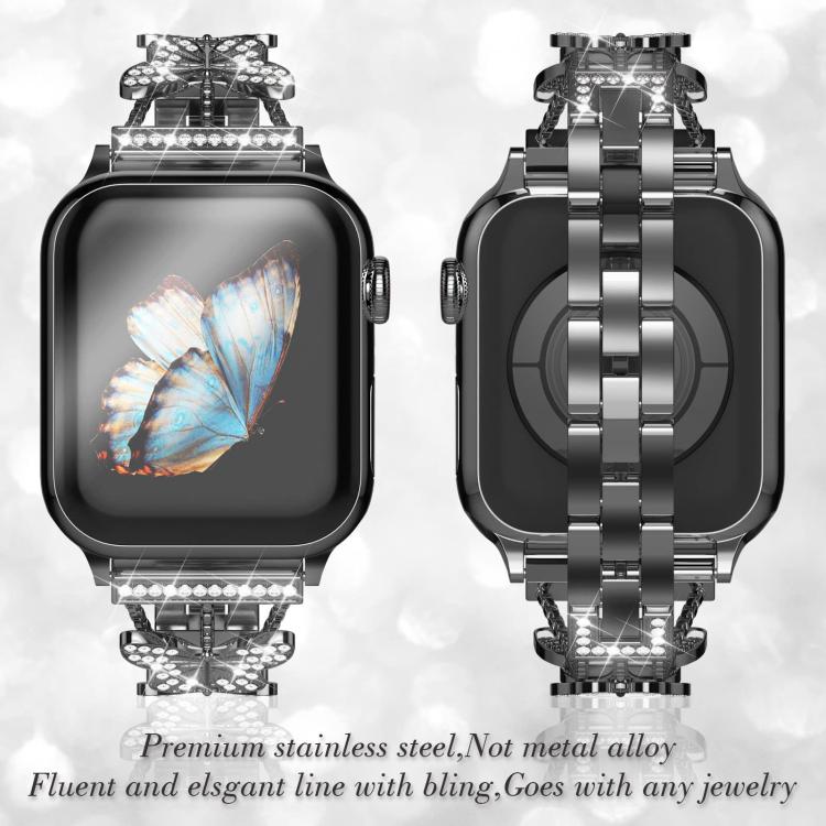 xDfind 蝴蝶形鑽石金屬錶帶，適用於 Apple Watch 42 / 44 / 45 / 46 / 49mm，適用於 Apple Watch 38 / 40 / 41 / S10 42mm