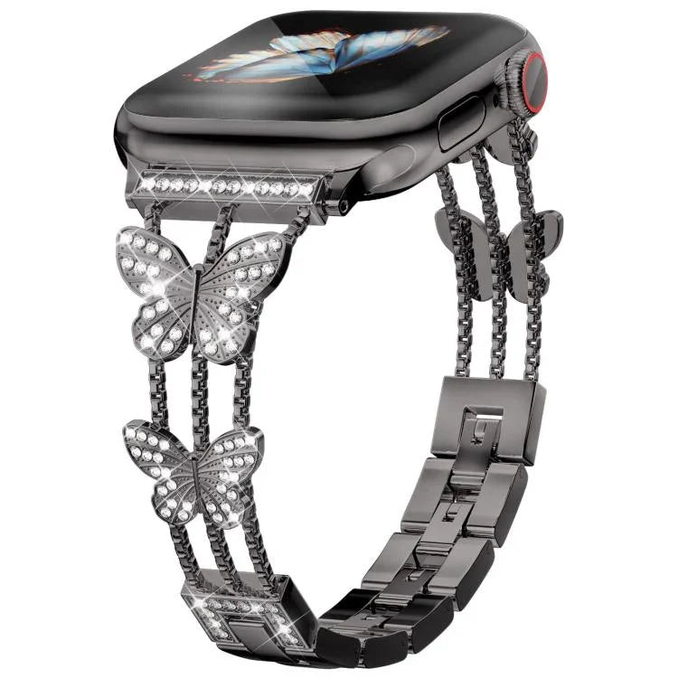 xDfind 蝴蝶形鑽石金屬錶帶，適用於 Apple Watch 42 / 44 / 45 / 46 / 49mm，適用於 Apple Watch 38 / 40 / 41 / S10 42mm