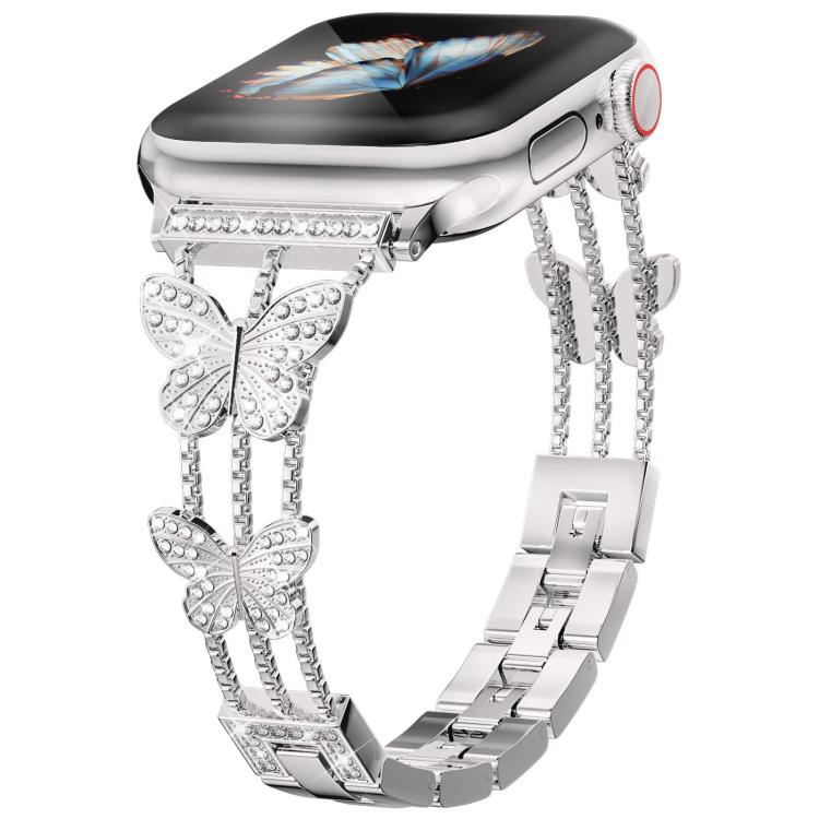 xDfind 蝴蝶形鑽石金屬錶帶，適用於 Apple Watch 42 / 44 / 45 / 46 / 49mm，適用於 Apple Watch 38 / 40 / 41 / S10 42mm