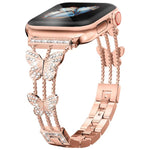 xDfind 蝴蝶形鑽石金屬錶帶，適用於 Apple Watch 42 / 44 / 45 / 46 / 49mm，適用於 Apple Watch 38 / 40 / 41 / S10 42mm