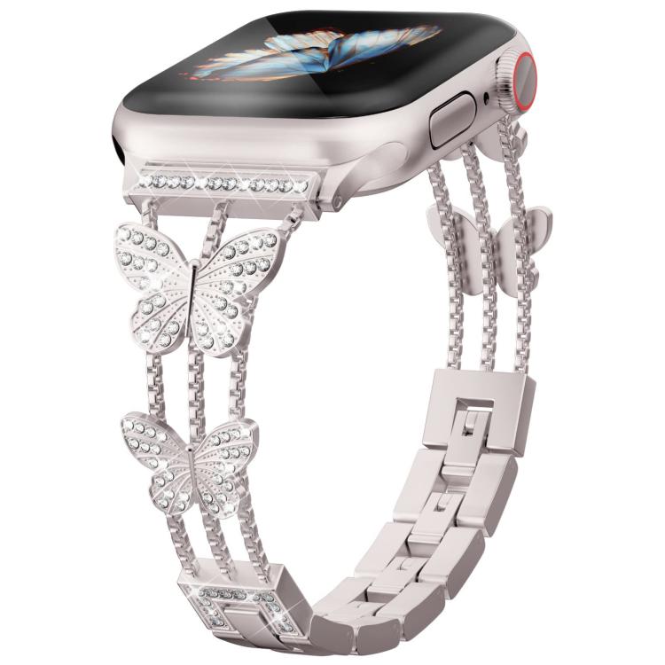 xDfind 蝴蝶形鑽石金屬錶帶，適用於 Apple Watch 42 / 44 / 45 / 46 / 49mm，適用於 Apple Watch 38 / 40 / 41 / S10 42mm
