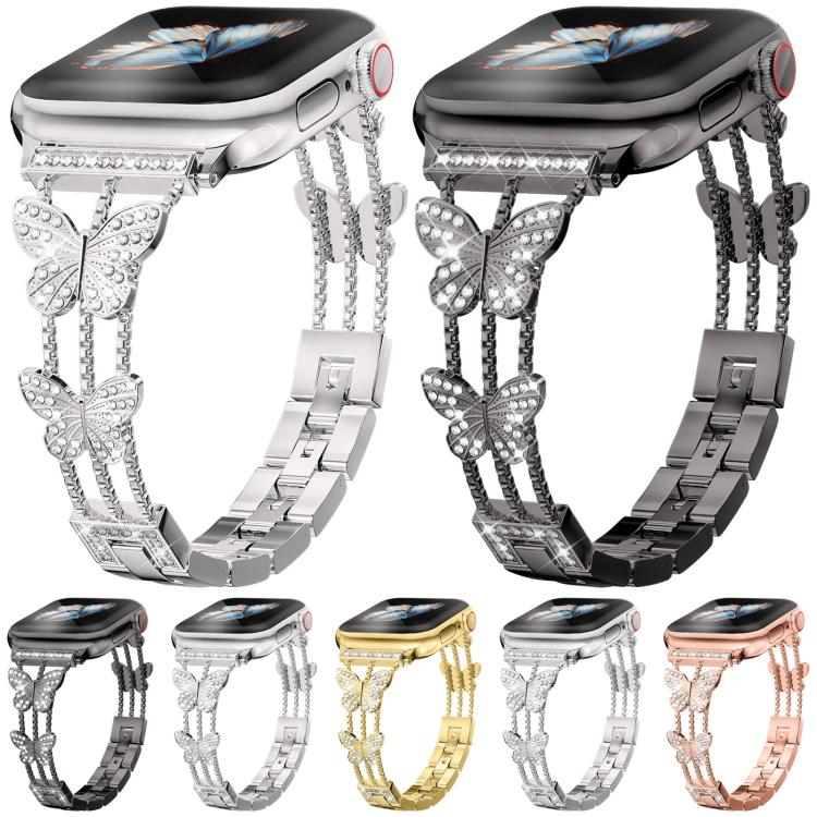 xDfind 蝴蝶形鑽石金屬錶帶，適用於 Apple Watch 42 / 44 / 45 / 46 / 49mm，適用於 Apple Watch 38 / 40 / 41 / S10 42mm