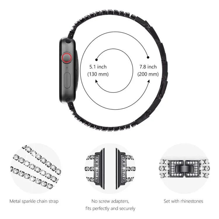 xDfind 三鑽石金屬錶帶，適用於 Apple Watch 42 / 44 / 45 / 46 / 49mm，適用於 Apple Watch 38 / 40 / 41 / S10 42mm