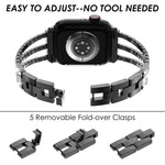 xDfind 三鑽石金屬錶帶，適用於 Apple Watch 42 / 44 / 45 / 46 / 49mm，適用於 Apple Watch 38 / 40 / 41 / S10 42mm