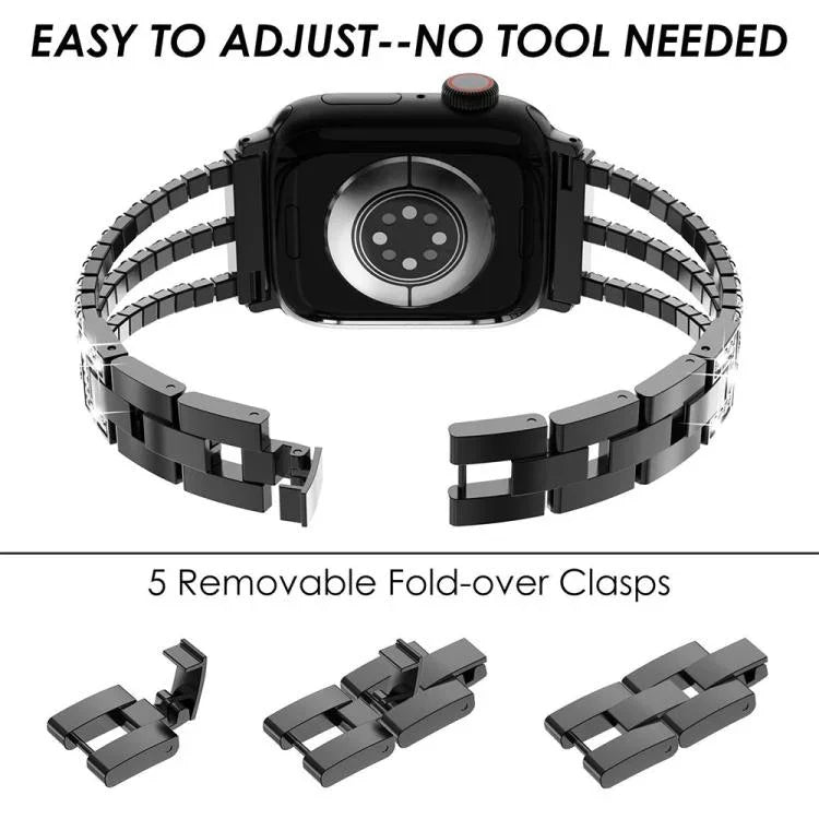 xDfind 三鑽石金屬錶帶，適用於 Apple Watch 42 / 44 / 45 / 46 / 49mm，適用於 Apple Watch 38 / 40 / 41 / S10 42mm