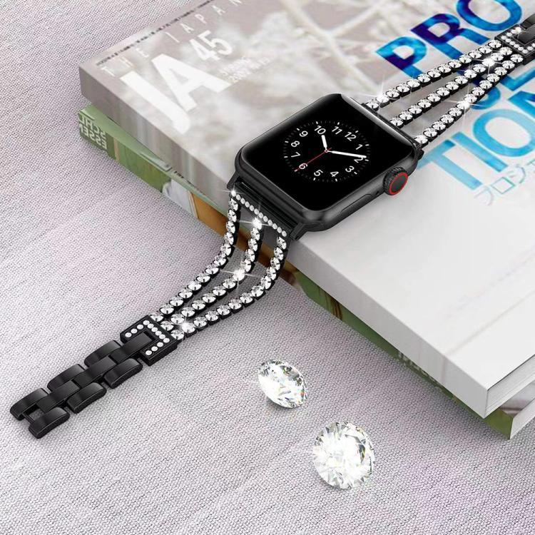 xDfind 三鑽石金屬錶帶，適用於 Apple Watch 42 / 44 / 45 / 46 / 49mm，適用於 Apple Watch 38 / 40 / 41 / S10 42mm