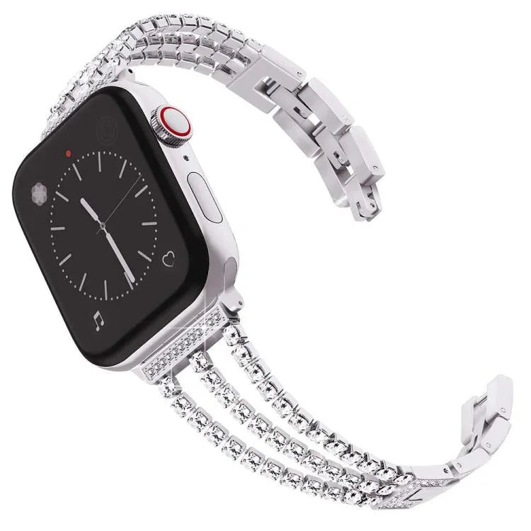 xDfind 三鑽石金屬錶帶，適用於 Apple Watch 42 / 44 / 45 / 46 / 49mm，適用於 Apple Watch 38 / 40 / 41 / S10 42mm
