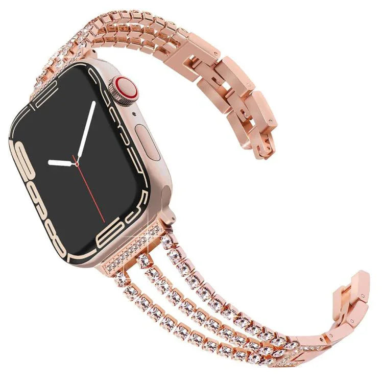 xDfind 三鑽石金屬錶帶，適用於 Apple Watch 42 / 44 / 45 / 46 / 49mm，適用於 Apple Watch 38 / 40 / 41 / S10 42mm