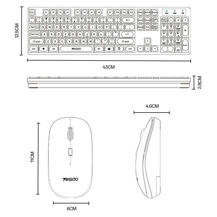 Yesido KB42 2.4G 商務無線鍵鼠套裝，阿拉伯語版，英語版