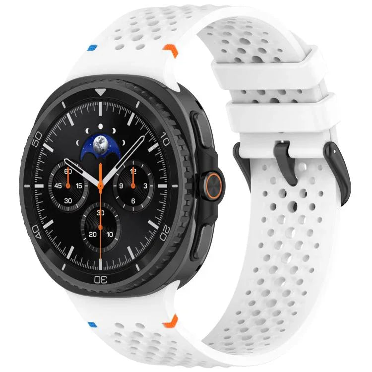 xDfind 合金黑色扣環蜂巢透氣矽膠錶帶，適用於 Samsung Galaxy Watch8 / Watch8 Classic
