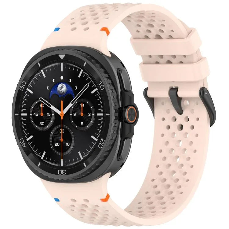 xDfind 合金黑色扣環蜂巢透氣矽膠錶帶，適用於 Samsung Galaxy Watch8 / Watch8 Classic