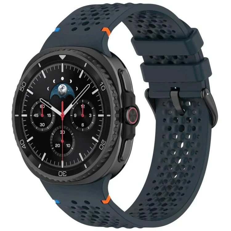xDfind 合金黑色扣環蜂巢透氣矽膠錶帶，適用於 Samsung Galaxy Watch8 / Watch8 Classic