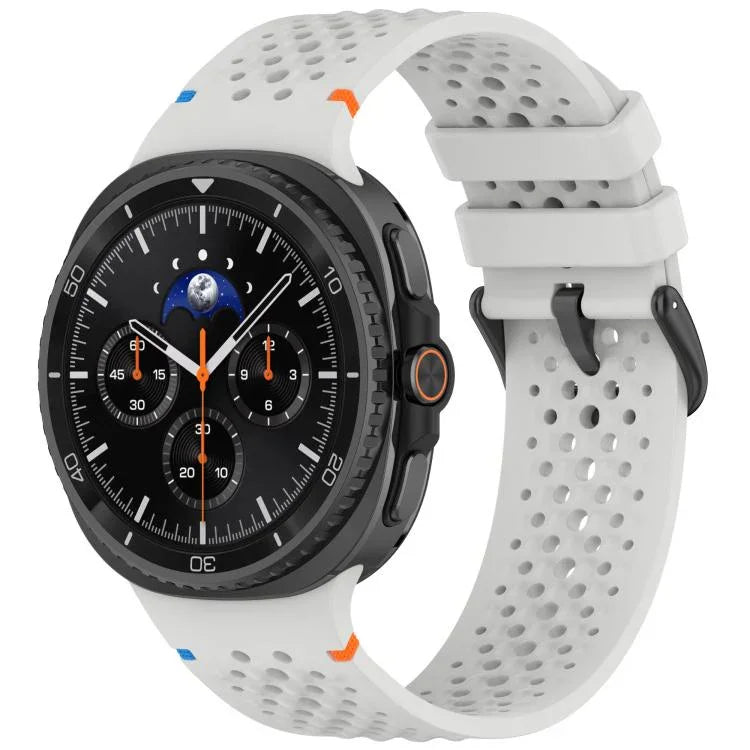 xDfind 合金黑色扣環蜂巢透氣矽膠錶帶，適用於 Samsung Galaxy Watch8 / Watch8 Classic