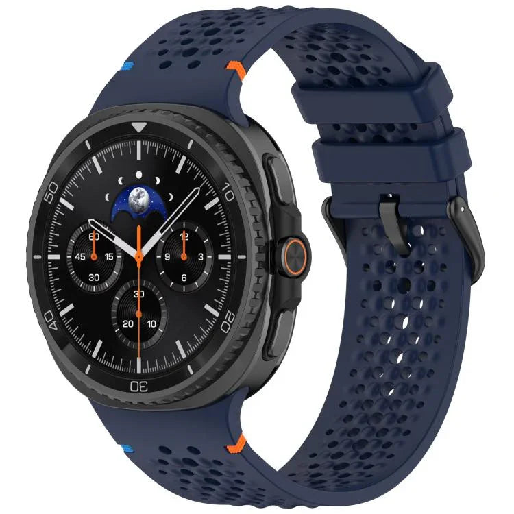 xDfind 合金黑色扣環蜂巢透氣矽膠錶帶，適用於 Samsung Galaxy Watch8 / Watch8 Classic