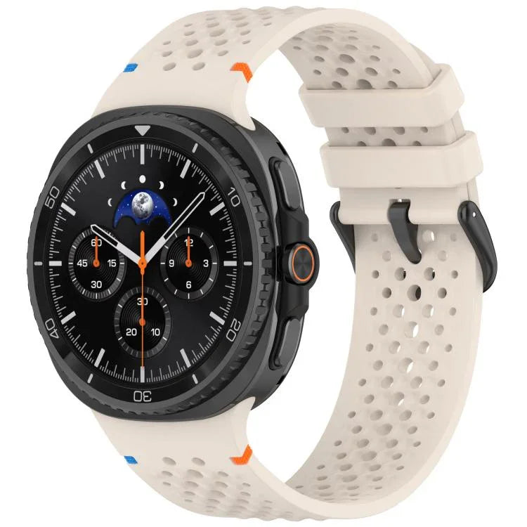 xDfind 合金黑色扣環蜂巢透氣矽膠錶帶，適用於 Samsung Galaxy Watch8 / Watch8 Classic