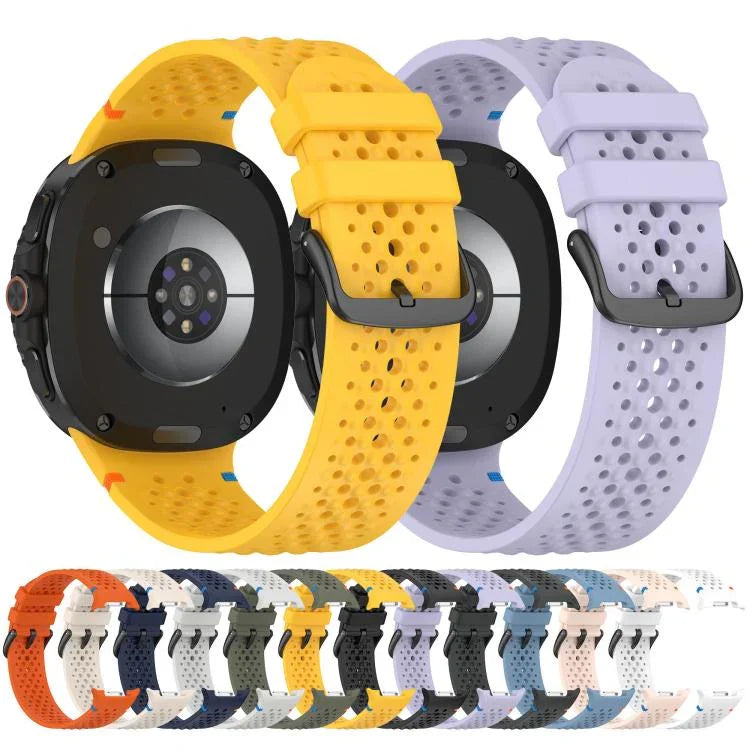 xDfind 合金黑色扣環蜂巢透氣矽膠錶帶，適用於 Samsung Galaxy Watch8 / Watch8 Classic