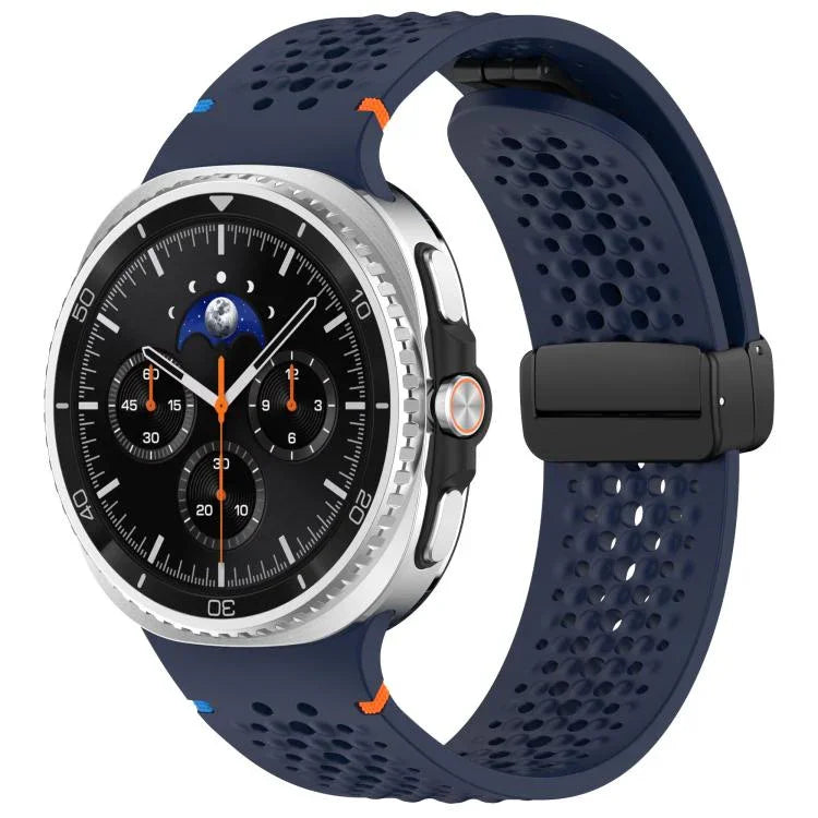 xDfind Magnetic Black Buckle Honeycomb Breathable Silicone Watch Band, For Samsung Galaxy Watch8 / Watch8 Classic