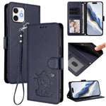 浮雕愛心貓皮革手機殼附手帶，適用於 iPhone 11 Pro Max、iPhone 11、iPhone 11 Pro、iPhone X / XS