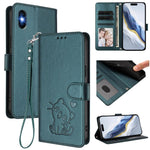 浮雕愛心貓皮革手機殼附手帶，適用於 iPhone 11 Pro Max、iPhone 11、iPhone 11 Pro、iPhone X / XS