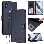 浮雕愛心貓皮革手機殼附手帶，適用於 iPhone 11 Pro Max、iPhone 11、iPhone 11 Pro、iPhone X / XS