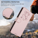 壓紋心形貓咪皮革手機殼附手帶，適用於 iPhone 14 Pro Max、iPhone 7 / 8 / SE 2022、iPhone 13 Pro Max、iPhone 13 Pro