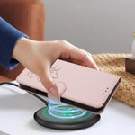 浮雕愛心貓皮革手機殼附手帶，適用於 iPhone 11 Pro Max、iPhone 11、iPhone 11 Pro、iPhone X / XS