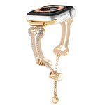 骨鏈形鑽石金屬錶帶，適用於 Apple Watch 46mm / 49mm / 45mm / 44mm，適用於 Apple Watch 42mm / 41mm / 40mm / 38mm