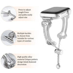 骨鏈形鑽石金屬錶帶，適用於 Apple Watch 46mm / 49mm / 45mm / 44mm，適用於 Apple Watch 42mm / 41mm / 40mm / 38mm