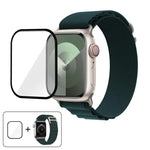 扣環環尼龍錶帶搭配 3D 曲面膜，適用於 Apple Watch Series 10 46mm
