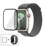 扣環環尼龍錶帶搭配 3D 曲面膜，適用於 Apple Watch Series 10 46mm