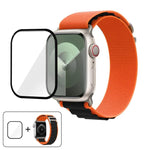 扣環環尼龍錶帶搭配 3D 曲面膜，適用於 Apple Watch Series 10 42mm