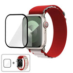 扣環環尼龍錶帶搭配 3D 曲面膜，適用於 Apple Watch Series 10 42mm