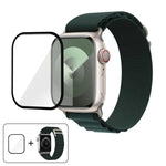 帶有3D曲面膜的扣環尼龍錶帶，適用於Apple Watch系列45毫米