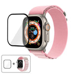 扣環環尼龍錶帶搭配 3D 曲面膜，適用於 Apple Watch Ultra 2 / 1 49mm