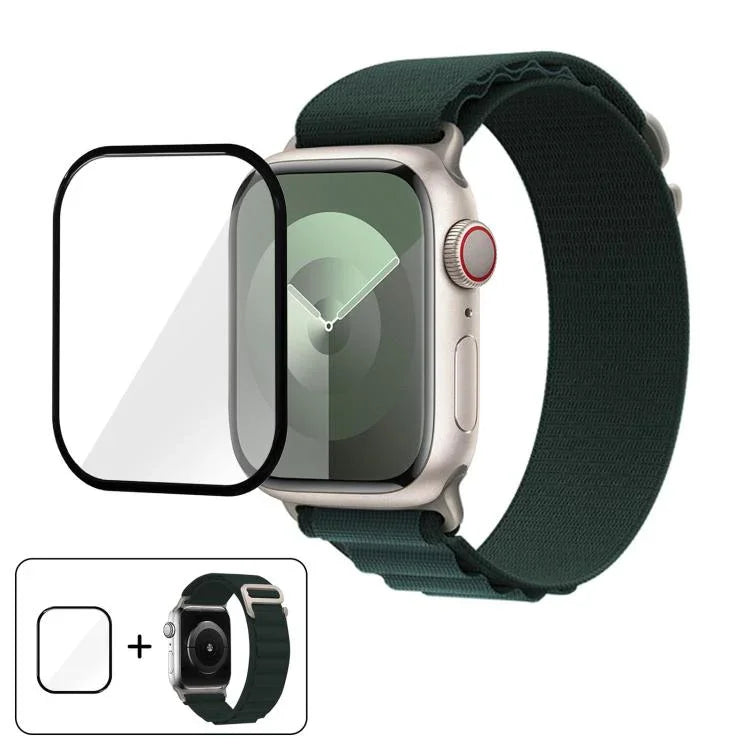 帶有3D曲面膜的扣環尼龍錶帶，適用於Apple Watch系列38毫米